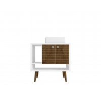 Manhattan Comfort 240BMC69 Liberty 31.49 Bathroom Vanity with Sink and 2 Shelves in White and Rustic Brown